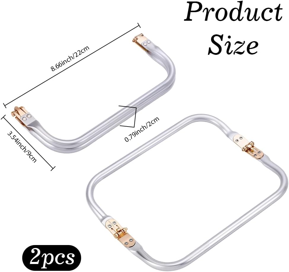 Beebeecraft 2Pcs Purse Clasp Frame Rectangle Kiss Lock Purse Frame Metal Inner Hardware for Bag Making Clutch Supplies Sewing Weaving Knitting Crochet image 2