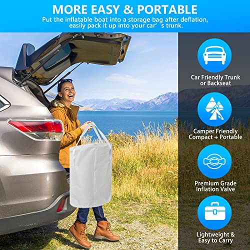 Gzkyylegs 10 Feet Inflatable Sport Boats For Adults, 4-5 Person Fishing Dinghy Boat - Rafting Tender With Inflatable Cushion & Paddle - Folding Portable Kayak For Touring, Floating On Rivers Lakes #TOP6