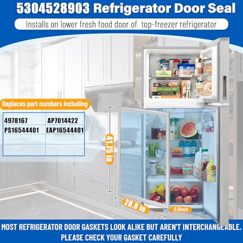 Image of Upgraded 5304528903 Refrigerator Door Gasket Replacement Compatible with Frigidaire Electrolux CRTE2044VB0 FFHI1835VS1, 41.75″x28.8″ 5304523138 Replace 5304522312 PS16544401 Fresh Food Door Gasket