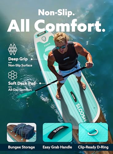 Image of SLOOSH Inflatable Stand Up Paddle Board, Inflatable Paddle Boards with Premium Accessories, Non-Slip EVA Deck, Ultra-Light Carry Bag Pump, Blow Up SUP for All Skill Levels