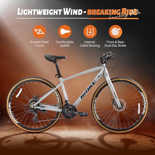 Hybrid Bike, 24-Speed 700C Wheel Hybrid Bicycle with Dual