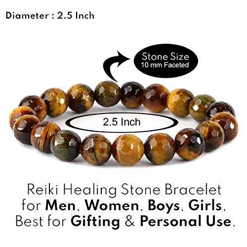 Image of Certified Natural Crystal Stone Diamond Cut /Faceted 10 mm Beads Bracelet for Men & Women | Reiki Charged Gemstone Jewellery | Multiple Stone Variants Available