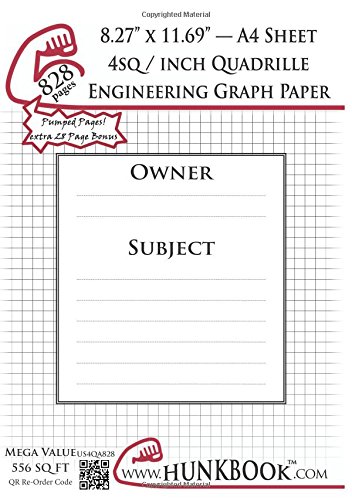 Engineering Graph Paper (828pages/White): 4Sq/Inch (1/4") Quadrille - A4 Sheet