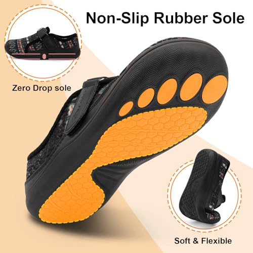 Spesoul Mens Wide Slippers Rubber Sole House Slippers Adjustable Diabetic Shoes Swollen Edema House Shoes for Indoor Outdoor Walking4
