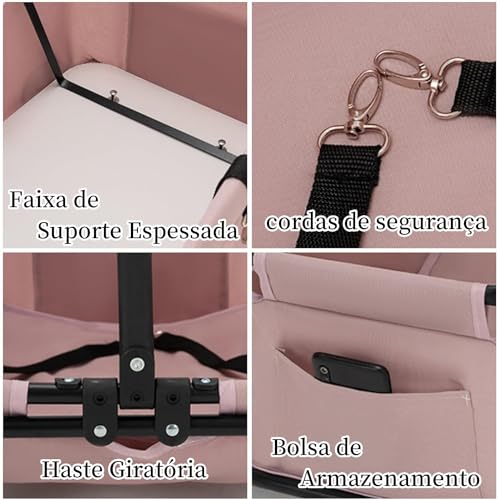 Carrinho Passeio Pet Para Cães/Gatos Dobrável Pequeno Porte Até 7kg Mini09 (Rosa)