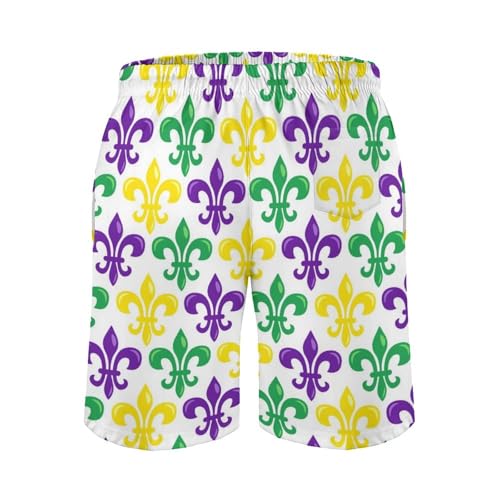Mardi and Gras Fleur De Lis Men's Swim Trunks Quick Dry Bathing Suit Swimming Shorts Beach Swimwear3
