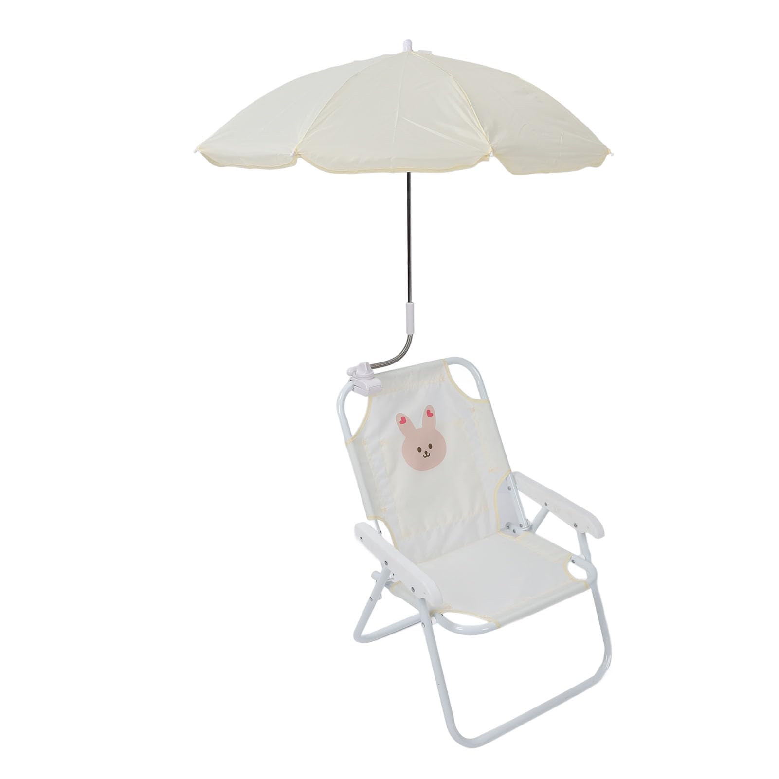 Silla de Playa para Niños, Sombrilla a Prueba de Sol con ángulo Ajustable, Diseño Plegable Portátil Liviano para Actividades Al Aire Libre, Viajes en la Piscina y la Playa (Conejito)