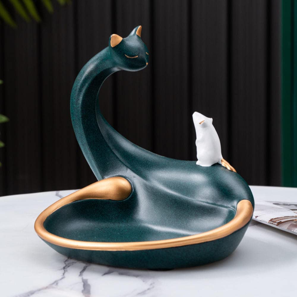 Statue Artigianato Estatuillas De Arte De Resina Caja De Almacenamiento De Gato Decoración para El Hogar-B