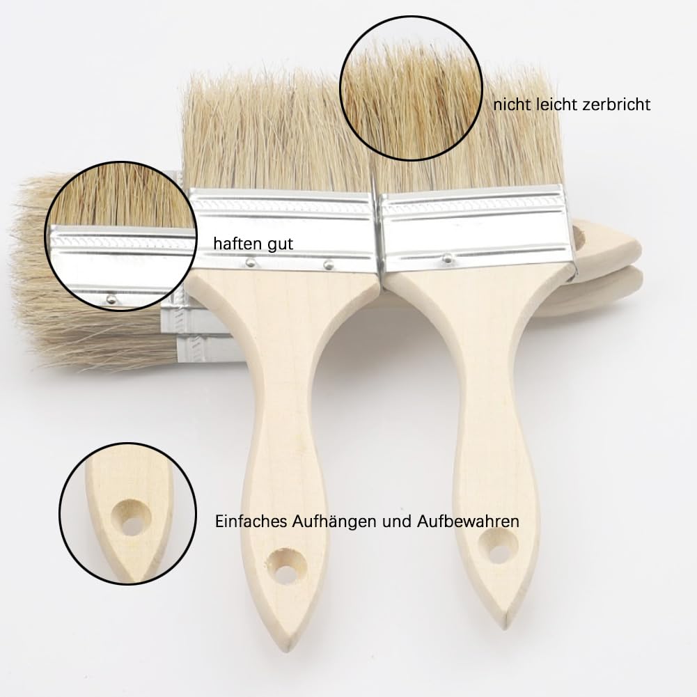 Pennelli da 10 pezzi, lunghezza 240 mm, pennello piatto, pennello per vernice, pennello a mano, pennello per la polvere con manico lungo in legno, pennello per pittura, vernice, decapaggio