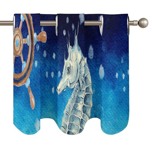 Cenefas de océano para cocina que visten sus ventanas rústicas, pack de 2 paneles 5