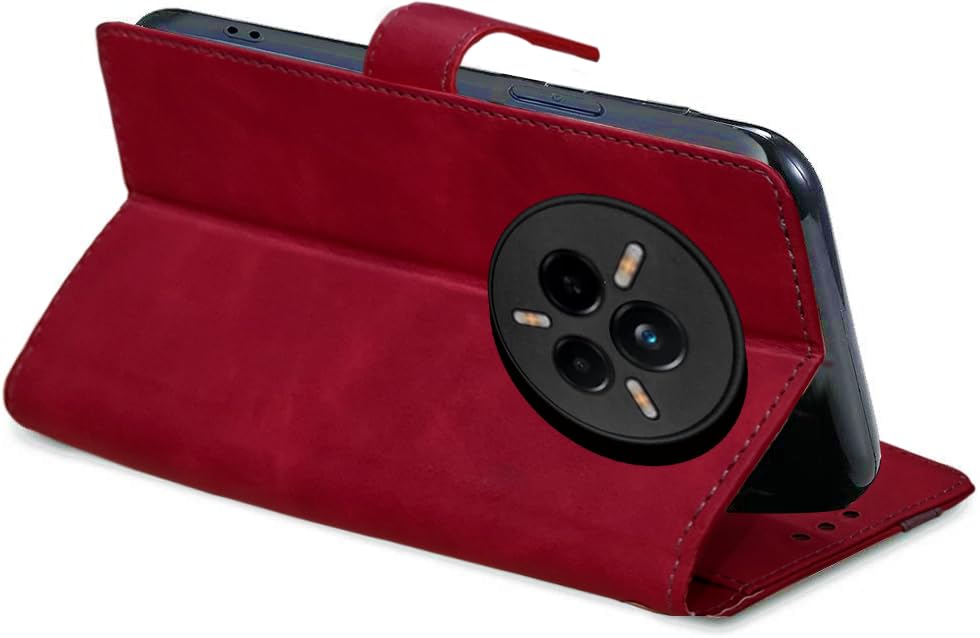 Image of Excelsior Flip Cover for Realme 14 Pro | Premium PU Leather | Full Protection (Red)