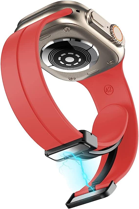 Image of Printme Silicone Sport Band Compatible with Apple Watch 38mm 40mm 41mm 42 mm 44 mm 45 mm 49 mm, Magnetic Clasp Adjustable Strap Compatible for iWatch Series SE Series 1-8