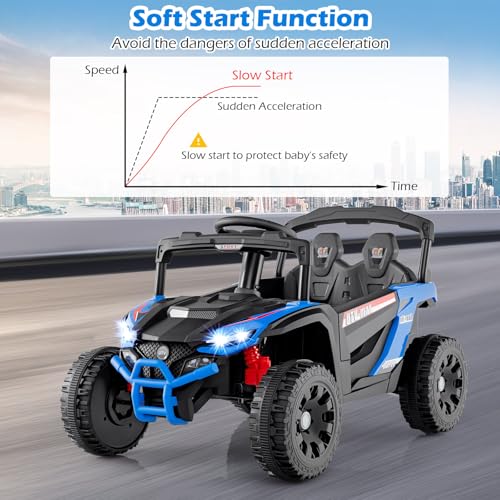 OLAKIDS 12V Ride on Car UTV, Electric Off-Road Truck with Remote Control, Lockable Doors, Safety Belt, Horn, Music, Lights, 4 Wheeler Toys for Kids Toddlers Aged 3+ Years (Blue) - image 7