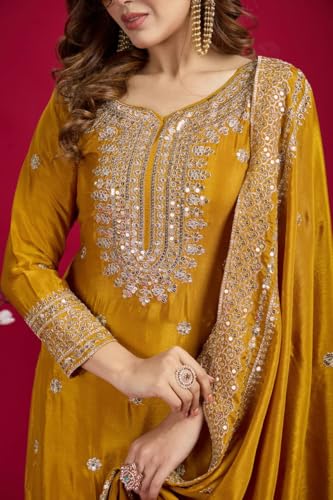 Image of Women's Heavy Embroiderd Work Purple Color Weding Wear Straight Kurta Sharara Set for Women with Dupatta
