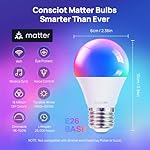 Consciot Smart Light Bulbs, WiFi Bluetooth Color Changing LED Light Bulb, A19 E26 RGBTW Light Bulbs That Works with Alexa/Google Home/Apple Home/Siri, Music Sync, 60W Equivalent Smart Bulb, 6 Pack - Image 2