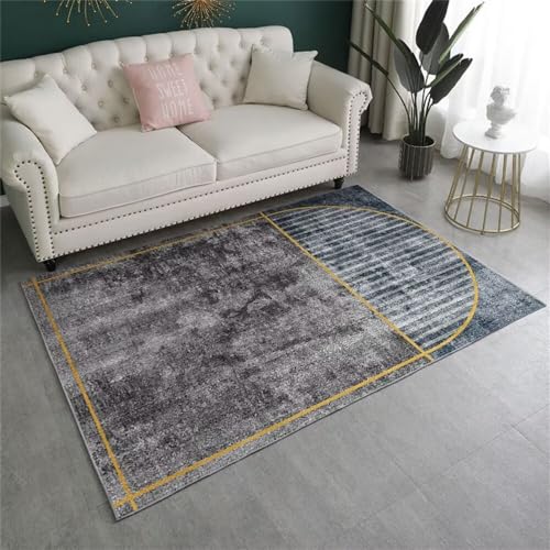 Tapis de salon gris géométrique 60x90cm lavable pour chambre - 2