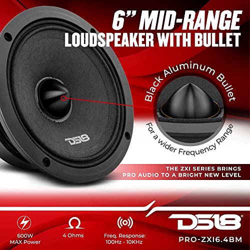 Image of DS18 PRO-ZXI6.4BM 6.5 inch Pro Audio Midrange Loudspeaker - 600W Max, 300W RMS, 4 Ohms - Premium Quality Audio Door Speakers for Car or Truck Stereo Sound System (1 Speaker)