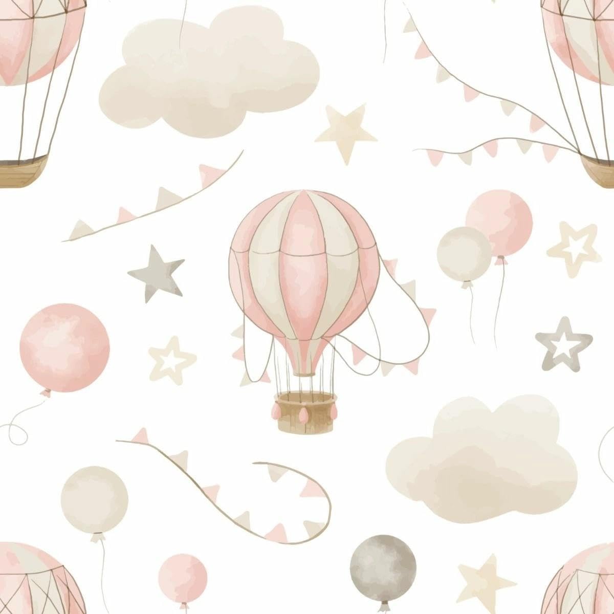 Dolls House Wallpaper Hot Air Balloon Design Miniature Print 1:12 Decoration