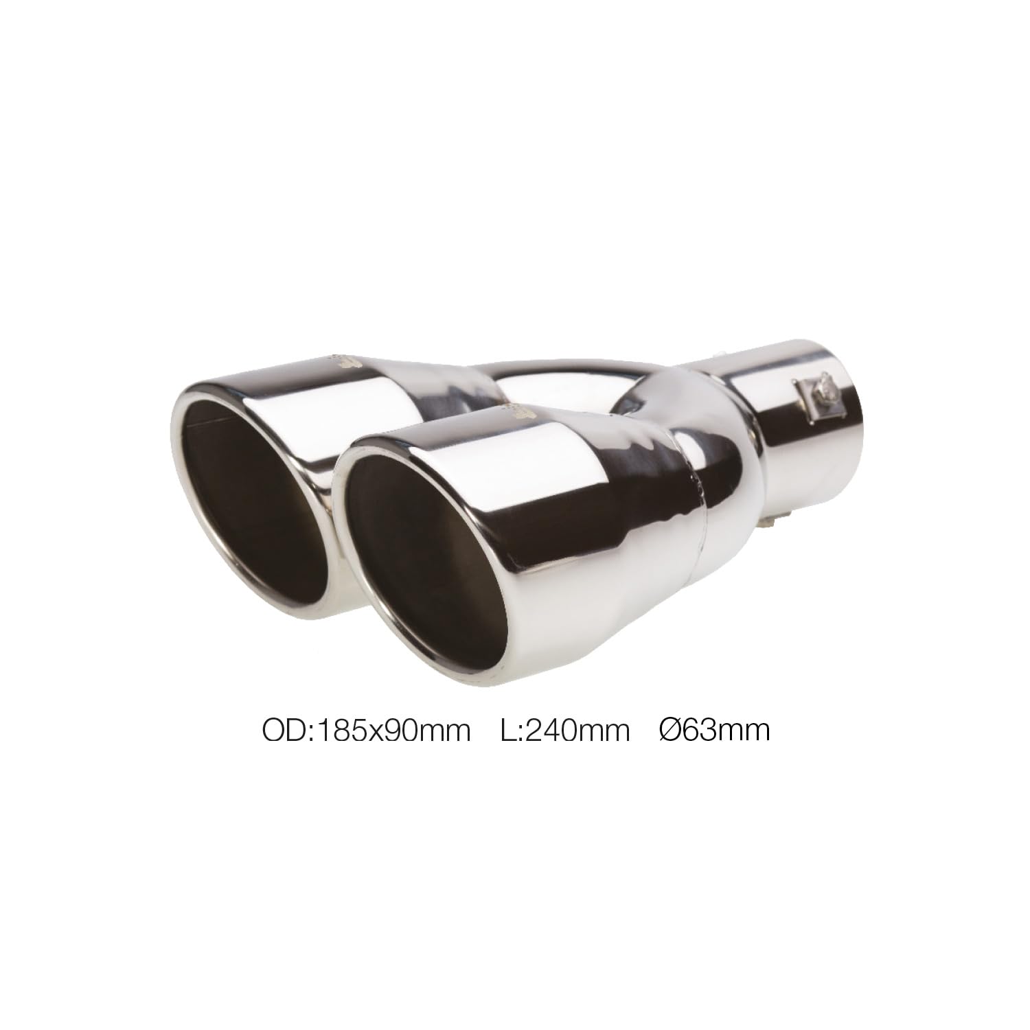 Simoni Racing Cola de Tubo de Escape Deportiva Doble Redonda Acero Inoxidable - Ø90xL242mm - Montaje ->62mm