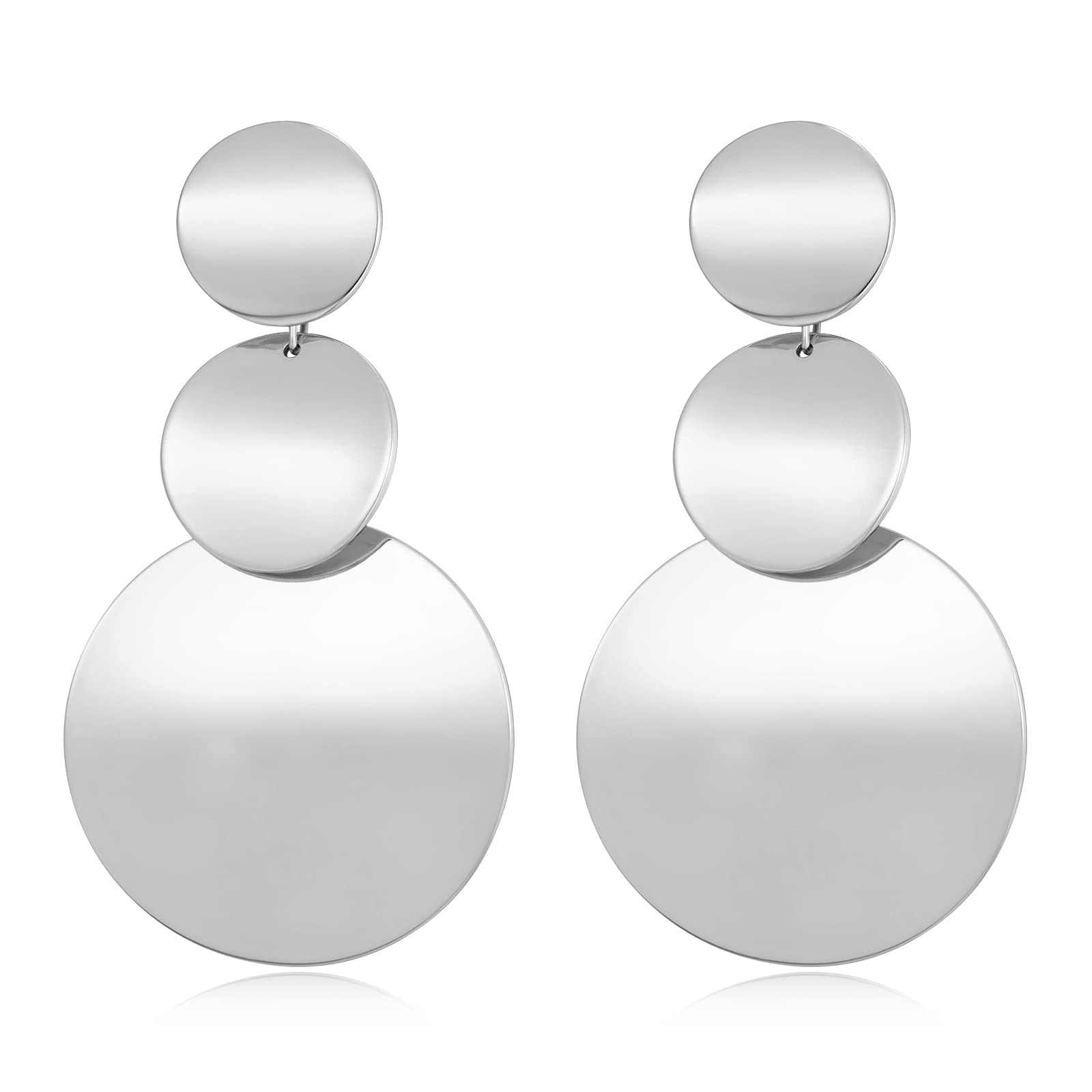 Gold Silver Disc Dangle Earrings for Women