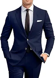 Terno masculino slim fit de 2 peças, conjunto de calça de terno sólido com dois botões, terno de formatura de casamento