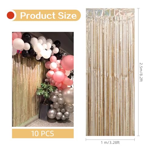 Set de 10 cortinas metálicas doradas 3.2ft x 8.2ft miniatura 3