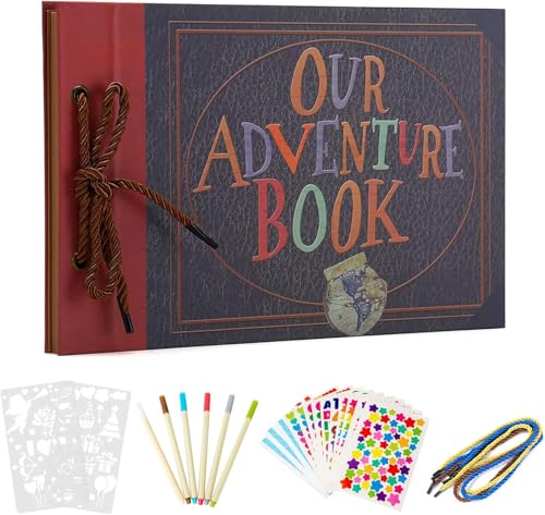 AIOR Álbum de Fotos Adventure Book, DIY Album Fotografico Scrapbook 80 Páginas (40 Hojas), Libro de Invitados Boda Aniversario Regalos Originales para Mujer Hombre (B)