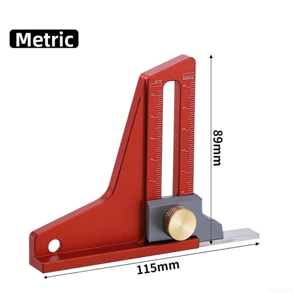 Tiefenmesser Aluminium 0-50mm Präzision für Oberfräse(B) | 0-50mm Messbereich, 1/16 Zoll Genauigkeit, gravierte für skala, für ideal für Frästische, Oberfräsen