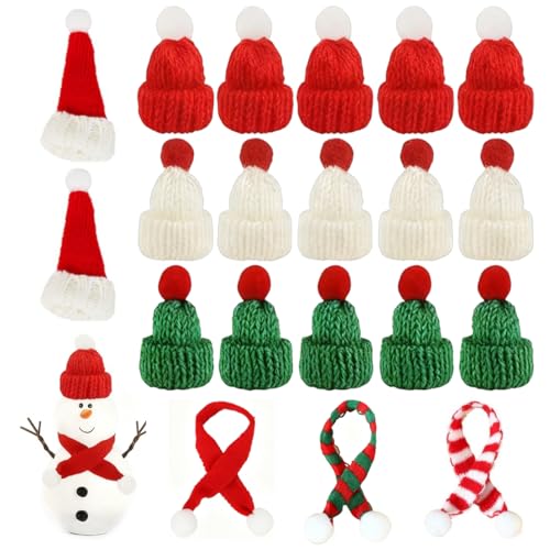 Nepturion 20 Stück Mini Weihnachtsmütze und Schal Set – Mini...