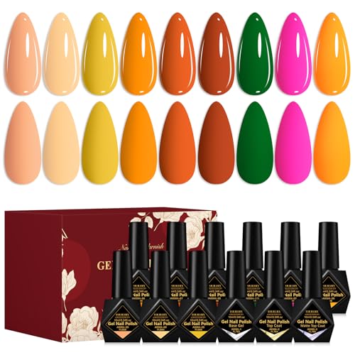 Set 12 esmaltes gel tonos marrón, naranja y neutros miniatura 1