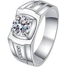 S925 Sterling Silver 1ct Excellent Cut Diamond Anniversary Ring for Men - Iced Out Wedding Band Ring D-color,VVS1 Clarity,Ideal Present for Birthday 6.5