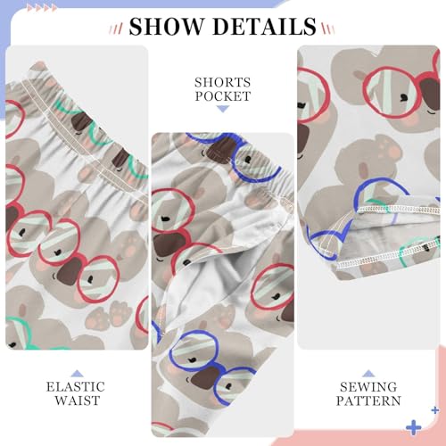 Koala with Glasses Boys Long Pants Soft Trousers Elastic Waist Kids Lounge Bottoms with Pockets S-XL4