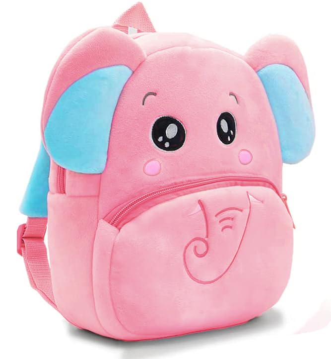 Image of Frantic Soft Cute Kids School Bag Picnic Backpack(PinkElephant)