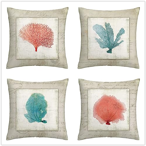 Housses de coussin 55x55 lavables lin lot de 4 canapé - 2