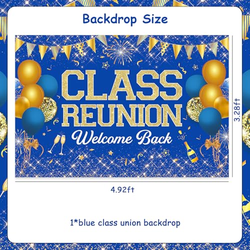 Wonmelody Class Reunion Decoration School Class Reunion Backdrop Blue Welcome Back School Reunion Party High School Reunion Decorations Backdrop for 20th 30th 40th Reunion Photography Background by Wonmelody - Used condition - Image 6