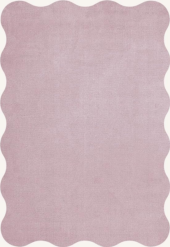 Image of Elegant Scalloped Wool Rug in Pink Lavender, Perfect for Sophisticated Home Decor (2.5x12 Ft)