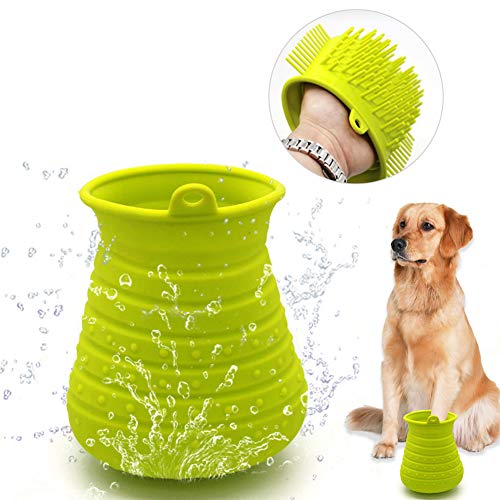 talever Paws Cleaner, Dog paw Washer, Portable Muddy Paw Brush, Silicone Bristle, paw Cleaning, quickwash paw Cleaner (M, Green)