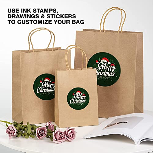 Image of RanGit Bhumi Brown Kraft Paper Bags with Handles- 25pcs 10 inchx14 inchx5 inch Medium Size Bags, Return Gift Craft Paper carry Bag for Shopping Retail Merchandise - Disposable