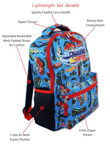 Hot Wheels Race Car Boys 16 Inch School Backpack (One Size, Blue)3