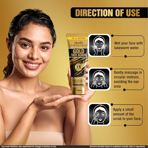 Image of Multani Naturals Gold Face Scrub (100ml + 25ml Free) Pack of 2 | Deep Exfoliating Facial Scrub for Glowing Skin | Removes Dead Skin & Blackheads | Suitable for All Skin Types