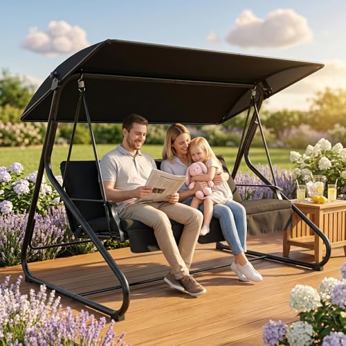 Toldo oscilante negro 600D impermeable de 76x48x8 pulgadas 6