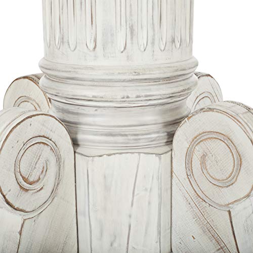 Image of SAFAVIEH Furniture - Forest Drop Leaf Dining Table - Antique White - Solid Wood - Farmhouse Drop Leaf Design - Seats 4 - Ideal for Dining Room, Kitchen, 43.3 inchW x 43.3 inchD Open (DTB1000A)
