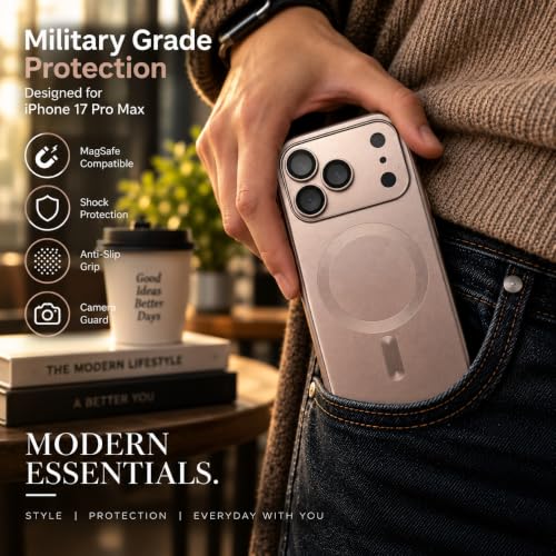 Image of amazon basics Premium Mag-Safe Case for iPhone 17 Pro | Shockproof & Anti-Scratch Cover | Soft Silicone with Wireless Charging | Camera Lens Guard - Rose Gold