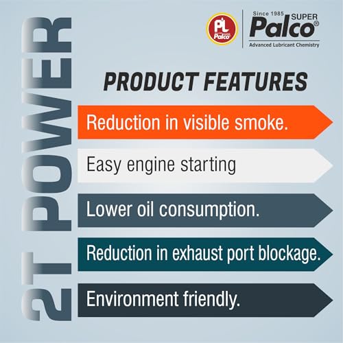 Image of PALCO 2T Power Engine Oil 500ml (Pack of 1), 2T Stroke Engine Oil for Bike & Scooter Auto Rickshaws Petrol Mix Additive Semi-Synthetic Bike Oil 3 Wheeler Tillers Chain Saws API TC FB