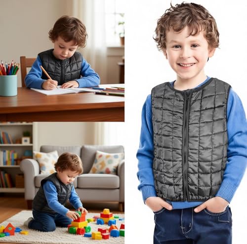WENHULIOPTY Weighted Vest for Kids-(Small Ages 2-5) Sensory Support for Children with 2lb Weights Breathable & Washable for Active Play (Grey)