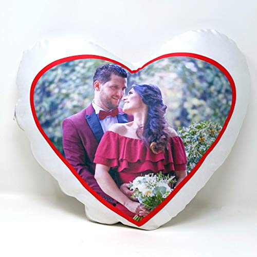 MyPrezzie Kissen mit Foto - personalisiert mit deinem eigenem Foto - Kopfkissen mit Foto | Herzkissen, Flauschiges Kissen | Doppelseitig, Opt. Füllung, Geschenk, Verlobung, Weihnachten