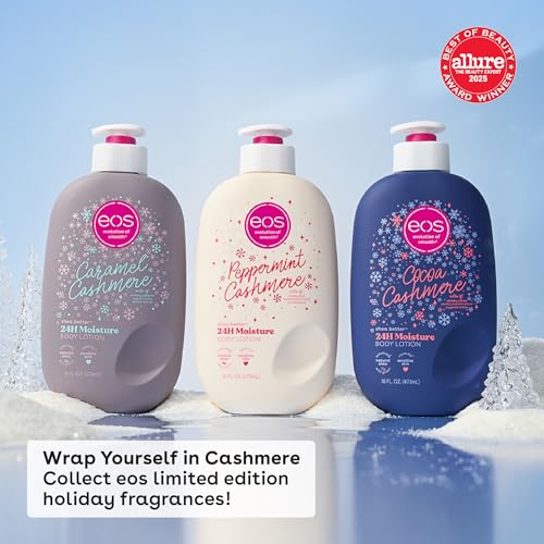 Image of eos Shea Better Holiday Body Lotion, Peppermint Cashmere, Limited Edition Skin Care, 24-Hour Moisture, Body Lotion for Women, Vegan, 16 fl oz