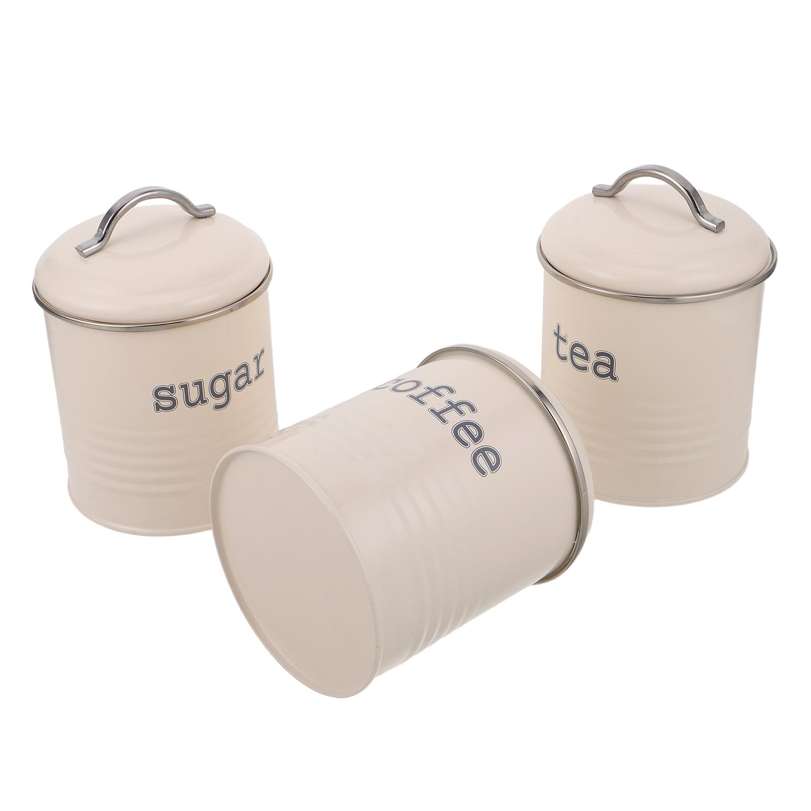 GALPADA 3 Piezas Tarro Hermético de Hierro Blanco Asa, para Café y Azúcar