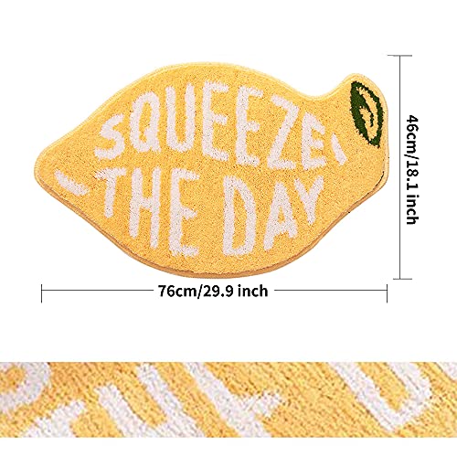 Lemon Bath Rug Fruit Shape Bathroom Rug Mat Cute Cartoon Bath Mat Kids Bathroom Decor Non-Slip Carpet Absorbent Foot Mat Bathtub Rug Washable, 46X76Cm #TOP1
