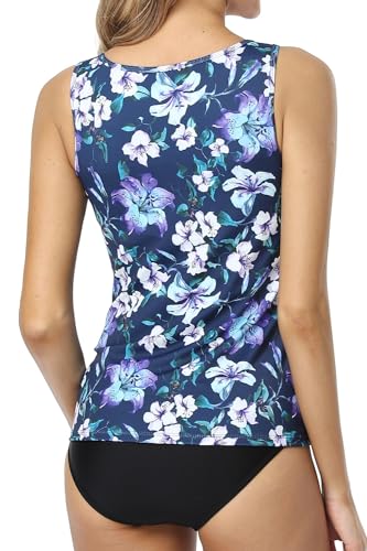 PERONA Tankini Swimsuits for Women Two Piece Bathing Suits Floral Print Athletic Swimwear3